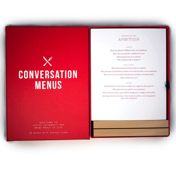 Conversation Menus - 20 Menus with 12 questions per menu, across varying themes - to foster friendship and bring meals to life.